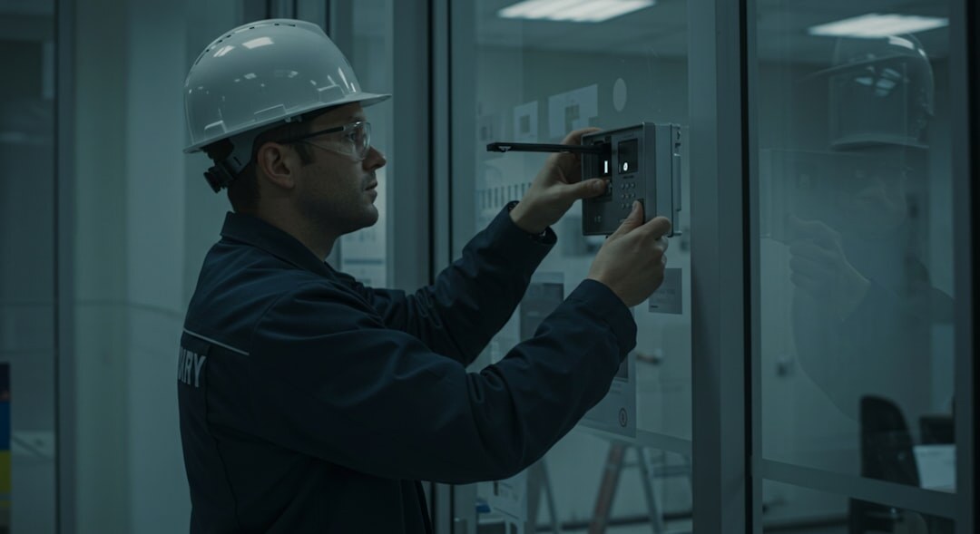 Broadcast engineer reviewing footage on a monitor wall