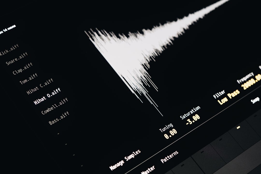 Sound waveform displayed on a monitor screen