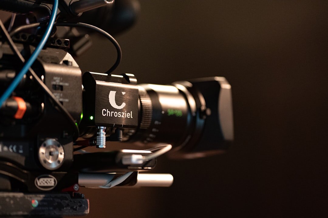 Professional TV camera on studio floor